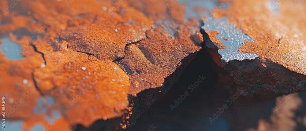 Poster rusty metal surface showing intricate textures and colors in natural light