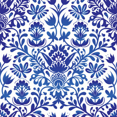 Floral seamless pattern. Flower background. Ornamental russian ethic style