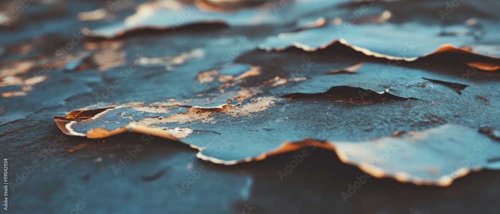 Aufkleber details of weathered paint chips on a surface showcasing texture and color variations in natural lig
