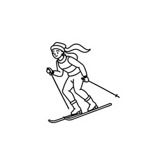 Obraz premium women skiing icon on transparent background 