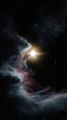 Fototapeta premium Bright star amidst a cosmic nebula in deep space