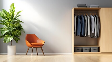 Compact and Functional Wardrobe with Hidden Pull out Hampers and Built in Shelves for Efficient Clothes Storage and Organization in Modern Home or Bedroom Interior