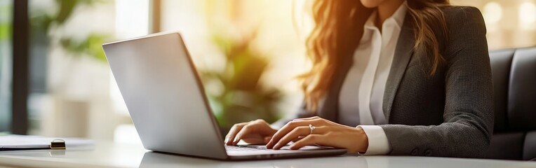 Two professionals discussing a project on a laptop in a modern office. Great for teamwork, leadership, and business themes.