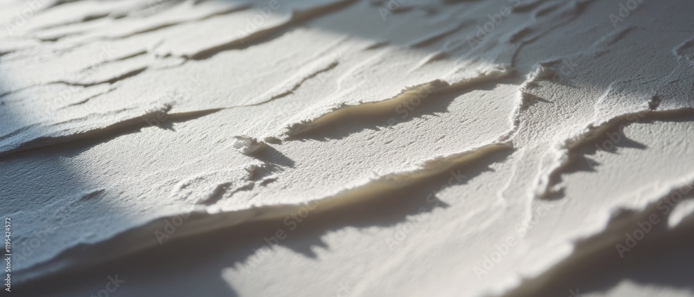 Poster Texture of paper with intricate patterns and shadows created by soft light in a serene environment