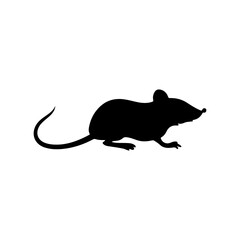 Black Mouse silhouette vector illustration on white background.
