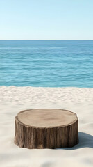 Beach Wood Slice 3D Render