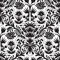 Floral seamless pattern. Flower background. Ornamental russian ethic style