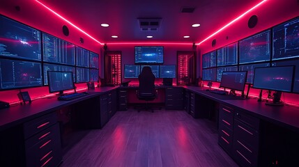 Advanced Technology Control Room With Multiple Screens