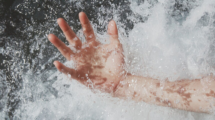 Fototapeta premium Lifeguard Helping Drowning Person in Turbulent Water