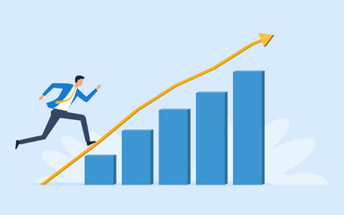 flat vector illustration businessman speed running to target success concept