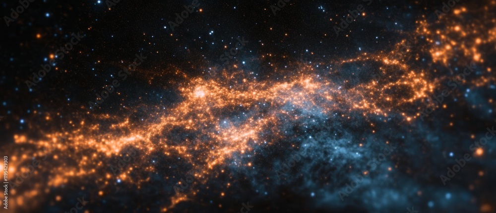 Poster stunning view of a cosmic nebula filled with stars and glowing dust in deep space at a distant galax
