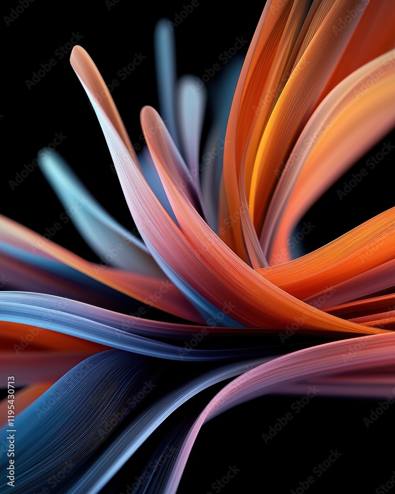 Poster dynamic colorful waves of light abstract art high contrast digital design close-up exploding bursts 