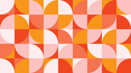 Trendy bauhaus style geometric pattern. Modern colorful background with simple elements. Geometric shapes retro texture concept. Design for print, presentation, minimalist poster. Vector illustration