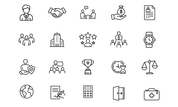 Human Resources and Employee Management Icons Set, transparent background