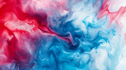 Fototapeta premium Abstract swirling red blue paint texture background. AI Generated