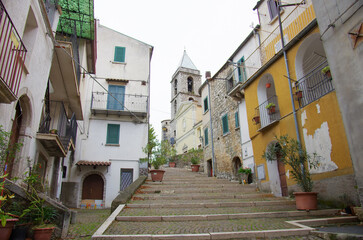 View of Carpinone, a small village in the province of Isernia, Molise