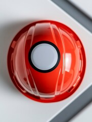 Vibrant Red Safety Helmet Top View Bold Composition. AI Generated
