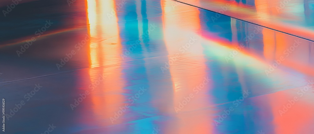 Aufkleber reflections of vibrant colors on a polished surface in an indoor setting during daylight hours