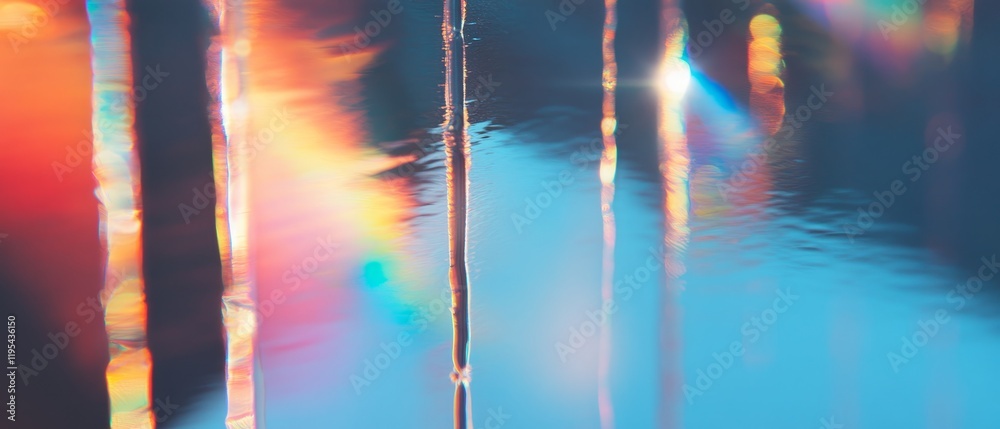 Poster vibrant reflections of light and color shimmering on calm water surface in a tranquil environment du