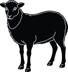 Cute Sheep vector illustration, Cute Sheep silhouette vector, Cute Sheep line art vector design