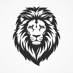 Obraz premium Majestic lion face icon logo vector illustration, drawn with thick lines and elegant simplicity. Great for luxury brand logos, team emblems, classic tattoos, fashion labels, and digital artwork.