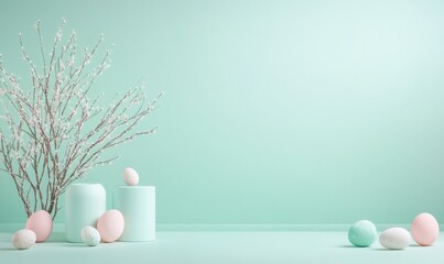 Easter Eco-Chic Pastel Decor with Minimalist Product Display - Spring Studio Styling for Seasonal Retail and Mothers Day Marketing in Sustainable Home Decor Industry