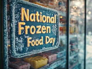 Obraz premium Frozen Culinary Trends Frosted Typography for National Frozen Food Day - Winter Design and Holiday Marketing for Modern Event Promotions