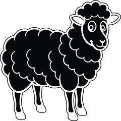 Cute Sheep vector illustration, Cute Sheep silhouette vector, Cute Sheep line art vector design