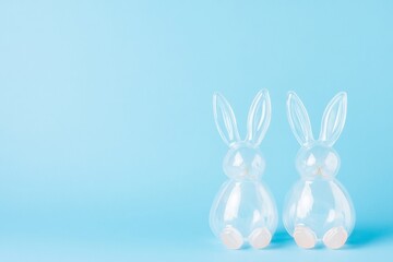 Obraz premium Contemporary Easter Elegance Transparent Glass Bunny Duo - Minimalist Spring Decor for Event Styling and Retail Display in Modern Celebrations