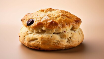 isolated scone on a light brown background square food photography