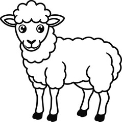 Cute Sheep vector illustration, Cute Sheep silhouette vector, Cute Sheep line art vector design