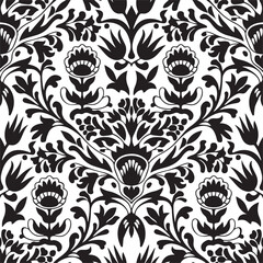 Traditional Russian vector seamless pattern in gzhel style. Can be used for banner, card, poster, invitation, label etc.