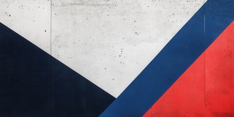 Bold colors of the Czech Republic flag are displayed on a textured concrete surface, symbolizing national pride and cultural heritage in a modern setting