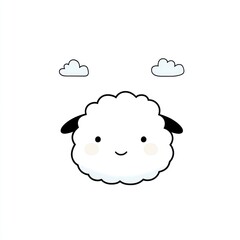 Cartoon sheep face with clouds, isolated use for children?s design