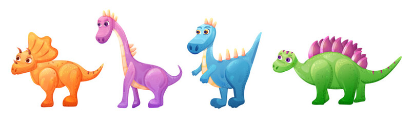 Set of cute dino stegosaurus and triceratops. Vector illustration © Yulia Zelinskaya