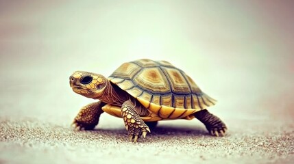 Fototapeta premium Small tortoise walking on sand.