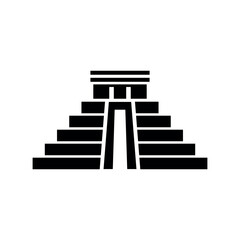 Black Silhouette of Mayan Pyramid Icon