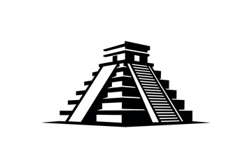 Black Silhouette of Mayan Pyramid Icon