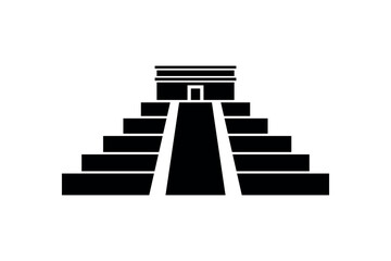 Black Silhouette of Mayan Pyramid Icon
