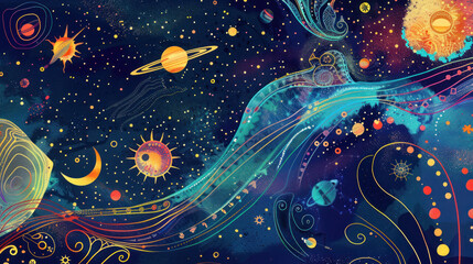 Beautiful Space themed congratulations with vibrant colors, intricate design, and heartfelt text, perfect for a joyful moment