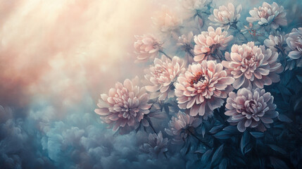Floral Realistic Art in Misty Fog