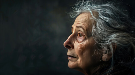 beauty portrait of elderly women, moody atmosphere, creative lighting, detailed textures, professional retouching, captivating focus