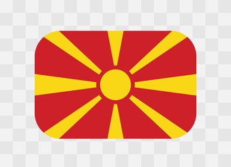 North Macedonia flag - rounded rectangle colorful flag representing a country cultural identity and heritage. The essence of national pride and unity. Vector flag on transparent background.