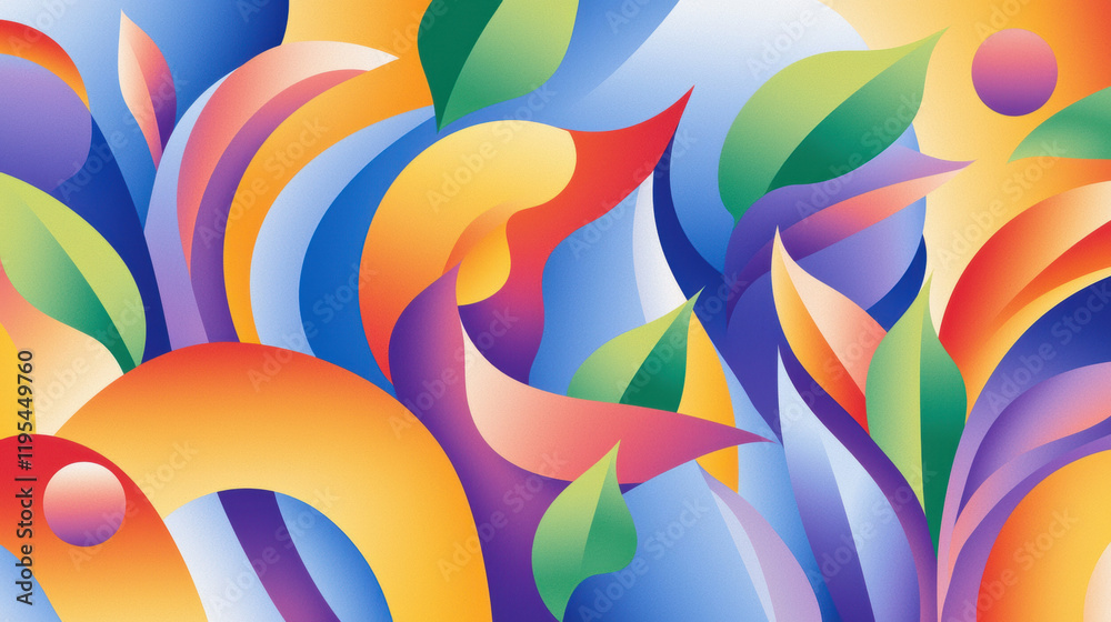 Aufkleber vibrant abstract design featuring colorful shapes and flowing forms