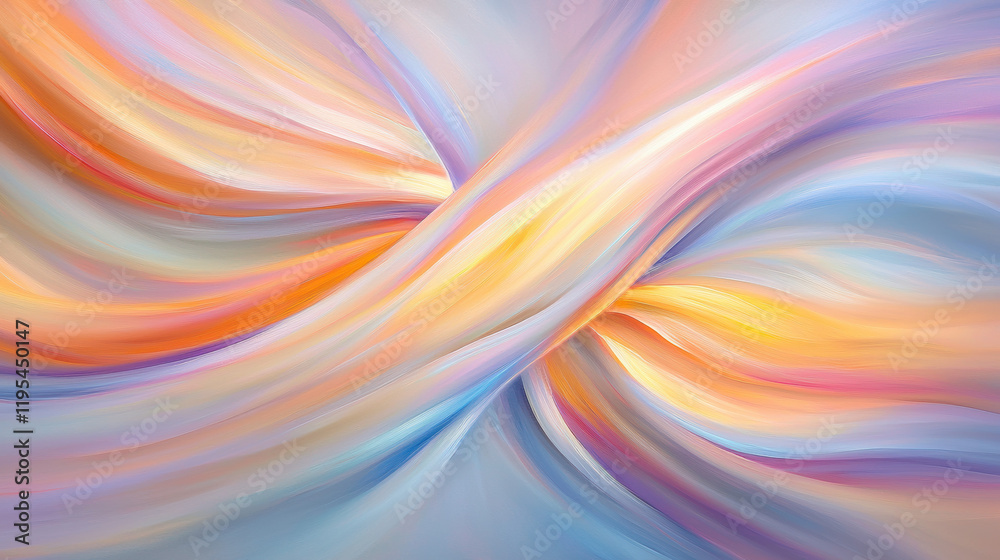 Poster vibrant abstract waves in soft pastel colors create serene atmosphere