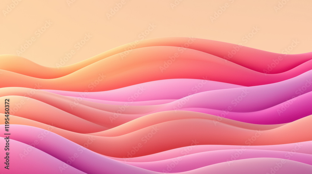 Aufkleber smooth waves in gradient shades of pink and orange create serene background