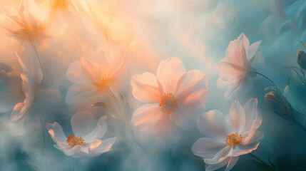 Fototapeta premium Floral Realistic Art in Misty Fog