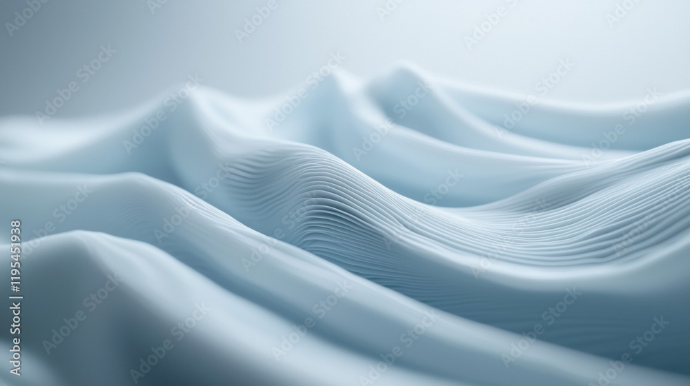 Aufkleber soft blue fabric waves create serene and calming atmosphere, showcasing gentle textures and smooth l