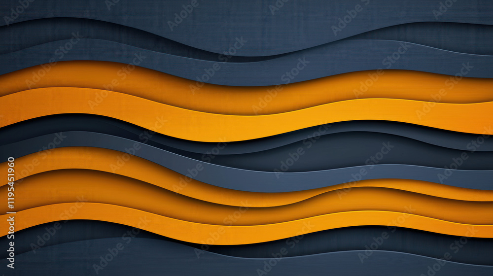 Poster stylish abstract waves in orange and dark gray create modern design