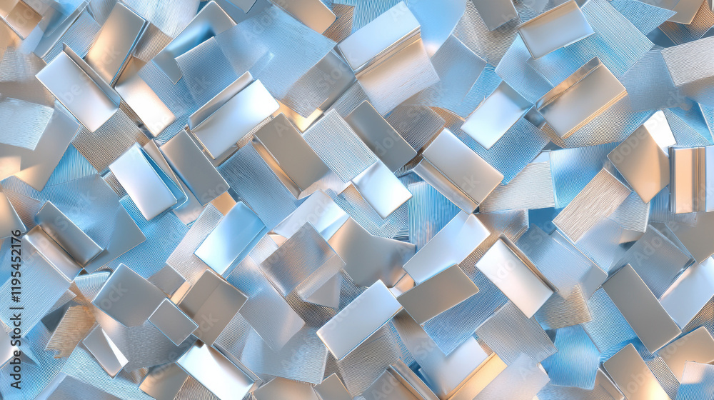 Poster textured abstract background with metallic blue and silver rectangles